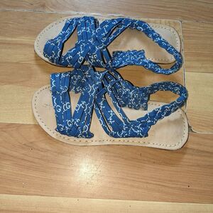 Handmade Blue Mexico Sandals Size 7